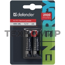 Аккумуляторная батарея Defender HR6-2BL 2100 mAh АА, Ni-MH, блистер, 2 шт.