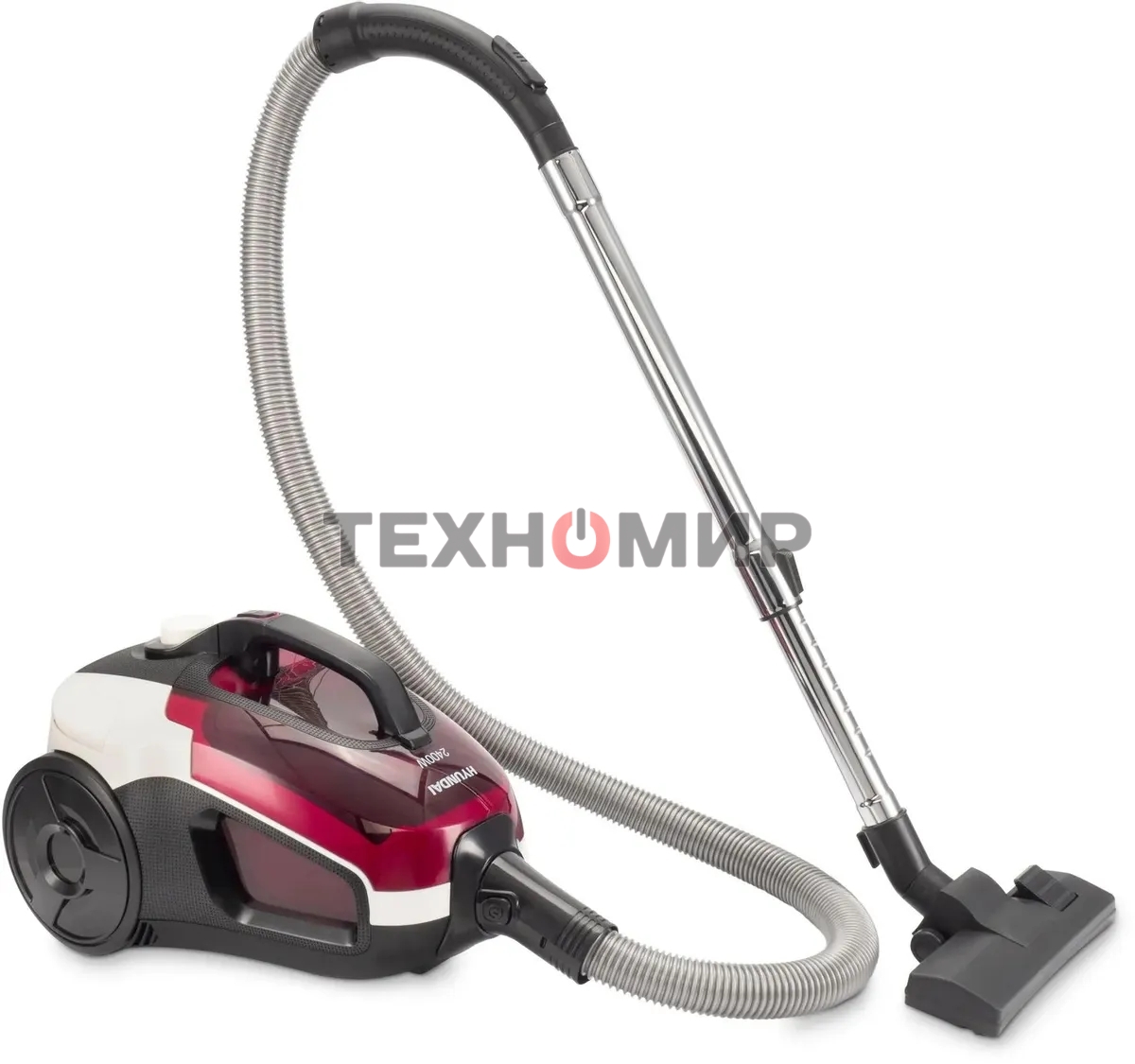 Пылесос Hyundai HYV-C3370 белый/красный, 380/2400 Вт, уборка сухая, пылесборник контейнер 3.5 л