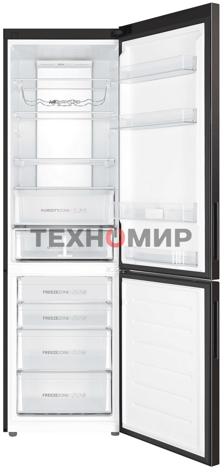 Холодильник Haier C4F740CBXGU1 черный двухкамерный 286/115л морозилка снизу, No Frost