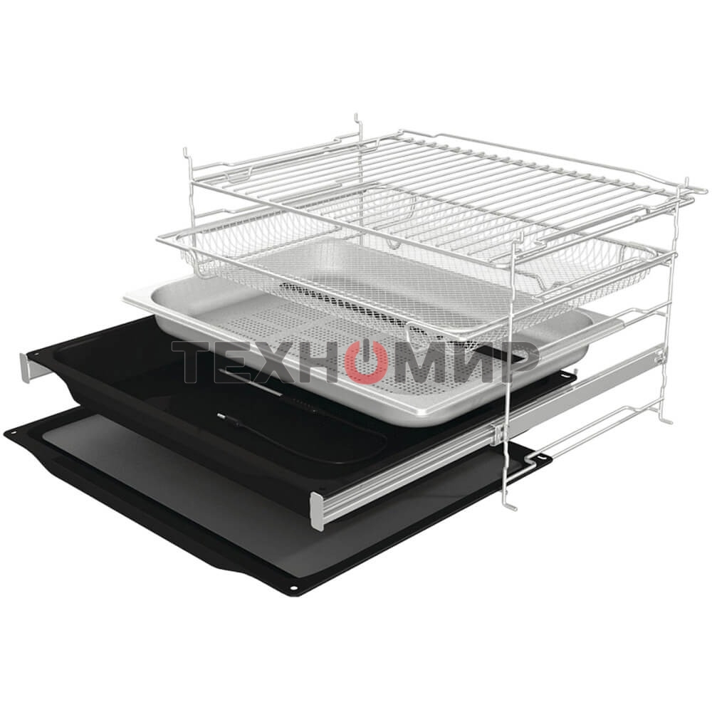 Встраиваемая электрическая духовка Gorenje BFS6148B, объем 77 л, макс. температура 230 градусов, сенсорное/поворотное управление, Wi-Fi, пар (FullSteam), сувид, AirFry, автоматические программы, телескопические направляющие на одном уровне, термощуп, дина