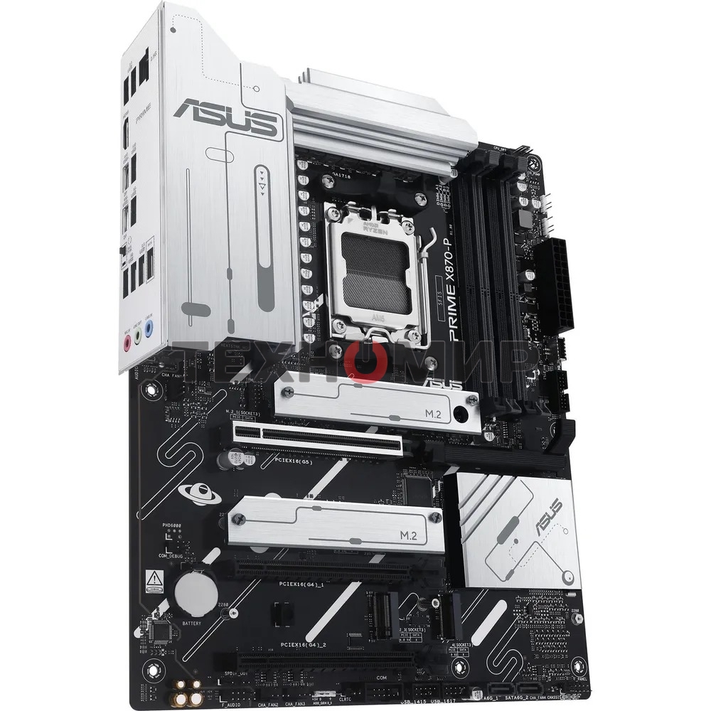 Материнская плата ASUS PRIME X870-P, AM5, AMD X870, 4xDDR5, 2xSATA, 4xM.2, 1xPCI-E 5.0 x16, 1xPCI-E 4.0 x16, 1xPCI-E x1, 1xHDMI, 2xUSB Type-C, 1x2.5Gb LAN, 4xUSB-A 3.2 Gen 1, 1xUSB 3.2 Gen 2, 3x3.5 мм, 7.1, ATX