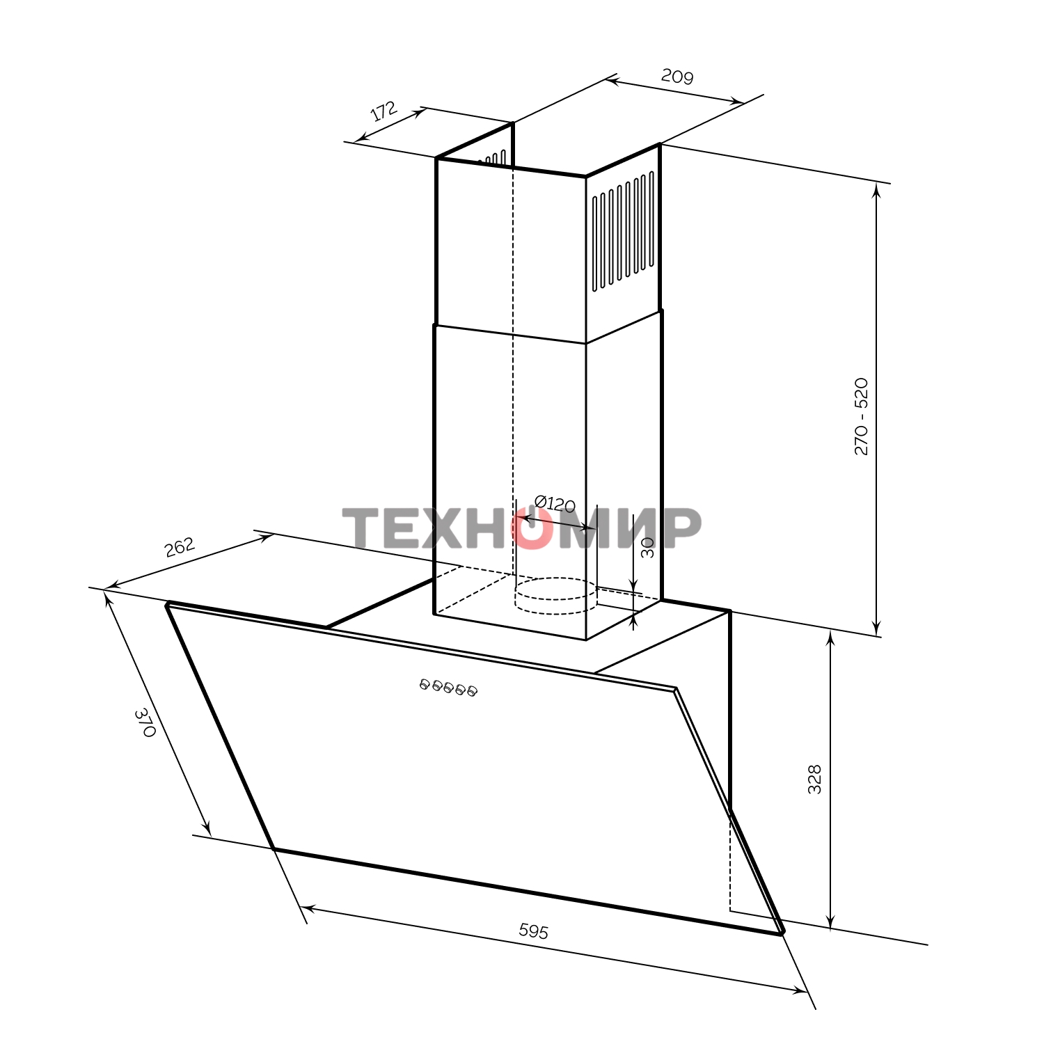 Вытяжка каминная LEX Moza 600 R1 белый, 60 см, 650 куб. м/ч, 46 дБ