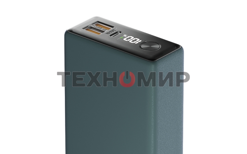 Портативный аккумулятор OLMIO QX-20, 20000mAh, 22.5W, QuickCharge3.0/PowerDelivery, LCD, темно-зеленый
