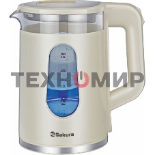 Чайник электрический Sakura SA-2735W 2,0л,стекло/пластик,белый