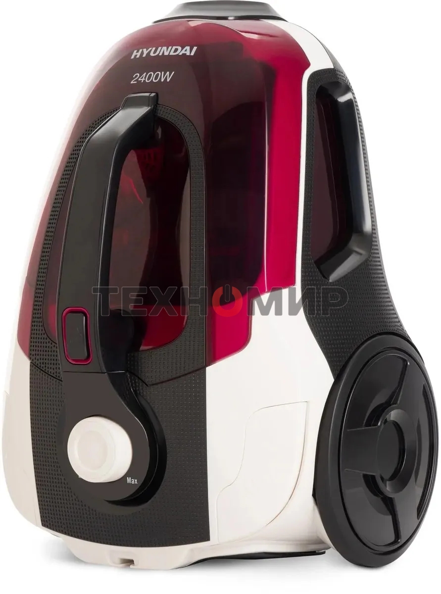 Пылесос Hyundai HYV-C3370 белый/красный, 380/2400 Вт, уборка сухая, пылесборник контейнер 3.5 л