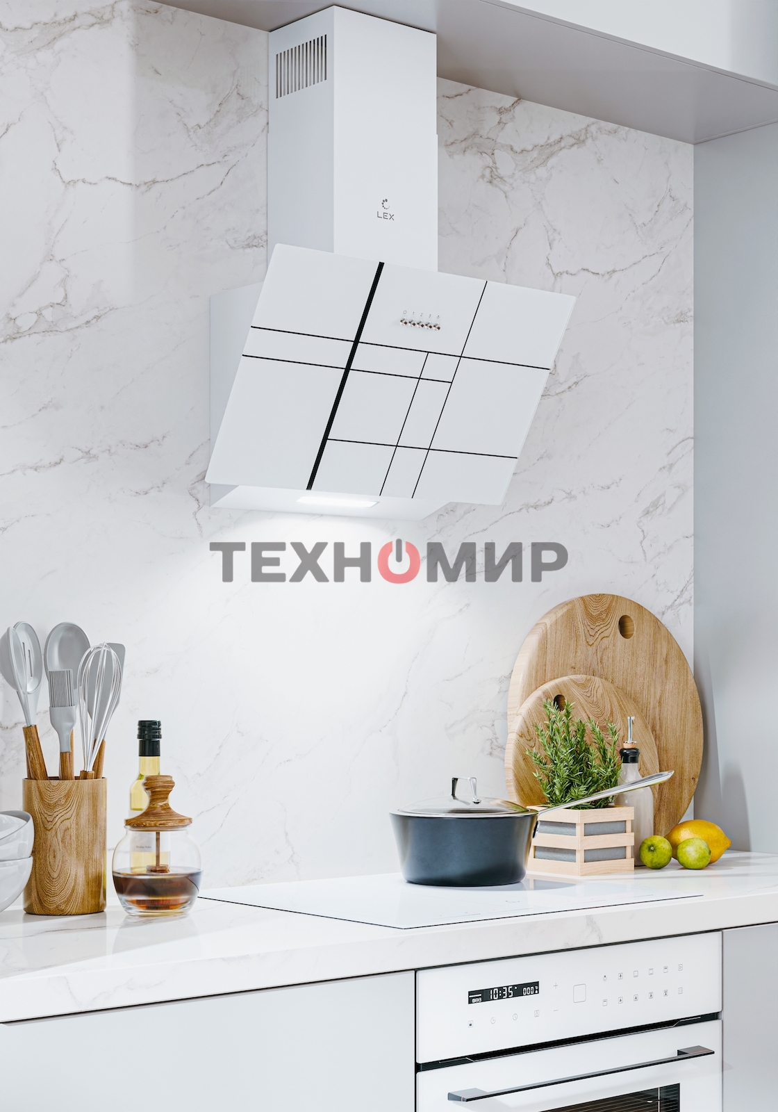 Вытяжка каминная LEX Moza 600 R1 белый, 60 см, 650 куб. м/ч, 46 дБ