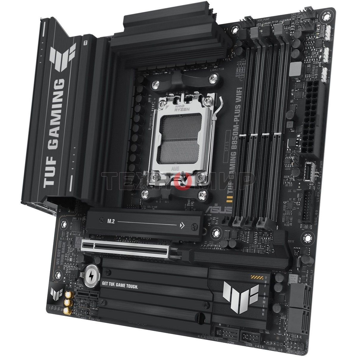 Материнская плата ASUS TUF GAMING B850M-PLUS WIFI, AM5, AMD B850, 4xDDR5, 4xSATA, 3xM.2, 1xPCIe 4.0 x16, 1xHDMI, 1xDP, 1x 2.5Gb LAN, 1xUSB-C 20Gbps, 3xUSB-A 10Gbps, 4xUSB-A 5Gbps, 4xUSB-A 2.0, 7.1, micro-ATX