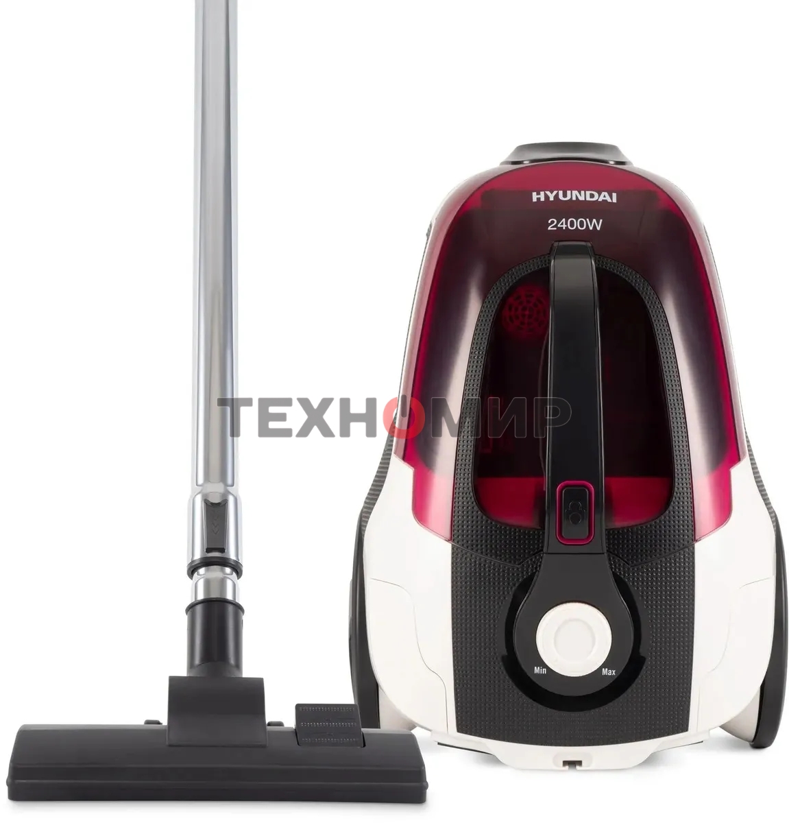 Пылесос Hyundai HYV-C3370 белый/красный, 380/2400 Вт, уборка сухая, пылесборник контейнер 3.5 л