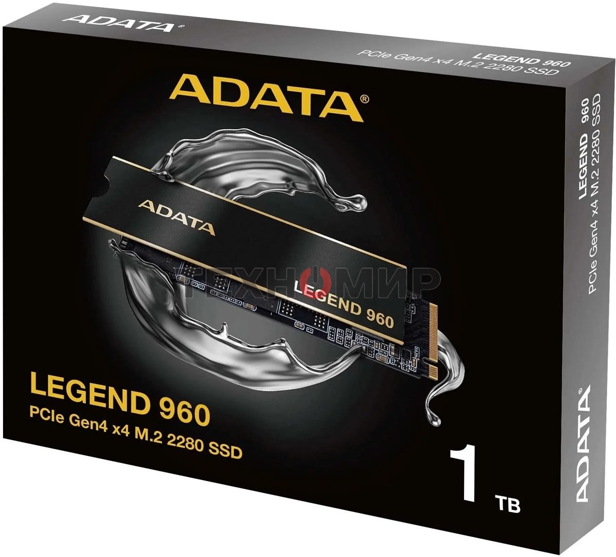 Накопитель SSD ADATA LEGEND 960, 1Tb, PCIe 4.0 x4, M.2 2280, NVMe, R/W 7400/6000, с радиатором