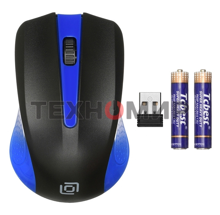 Мышь беспроводная Oklick 485MW черный/синий, 1200 dpi, радиоканал, USB, кнопки - 3