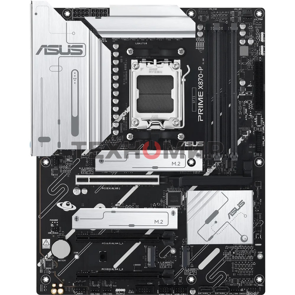 Материнская плата ASUS PRIME X870-P, AM5, AMD X870, 4xDDR5, 2xSATA, 4xM.2, 1xPCI-E 5.0 x16, 1xPCI-E 4.0 x16, 1xPCI-E x1, 1xHDMI, 2xUSB Type-C, 1x2.5Gb LAN, 4xUSB-A 3.2 Gen 1, 1xUSB 3.2 Gen 2, 3x3.5 мм, 7.1, ATX