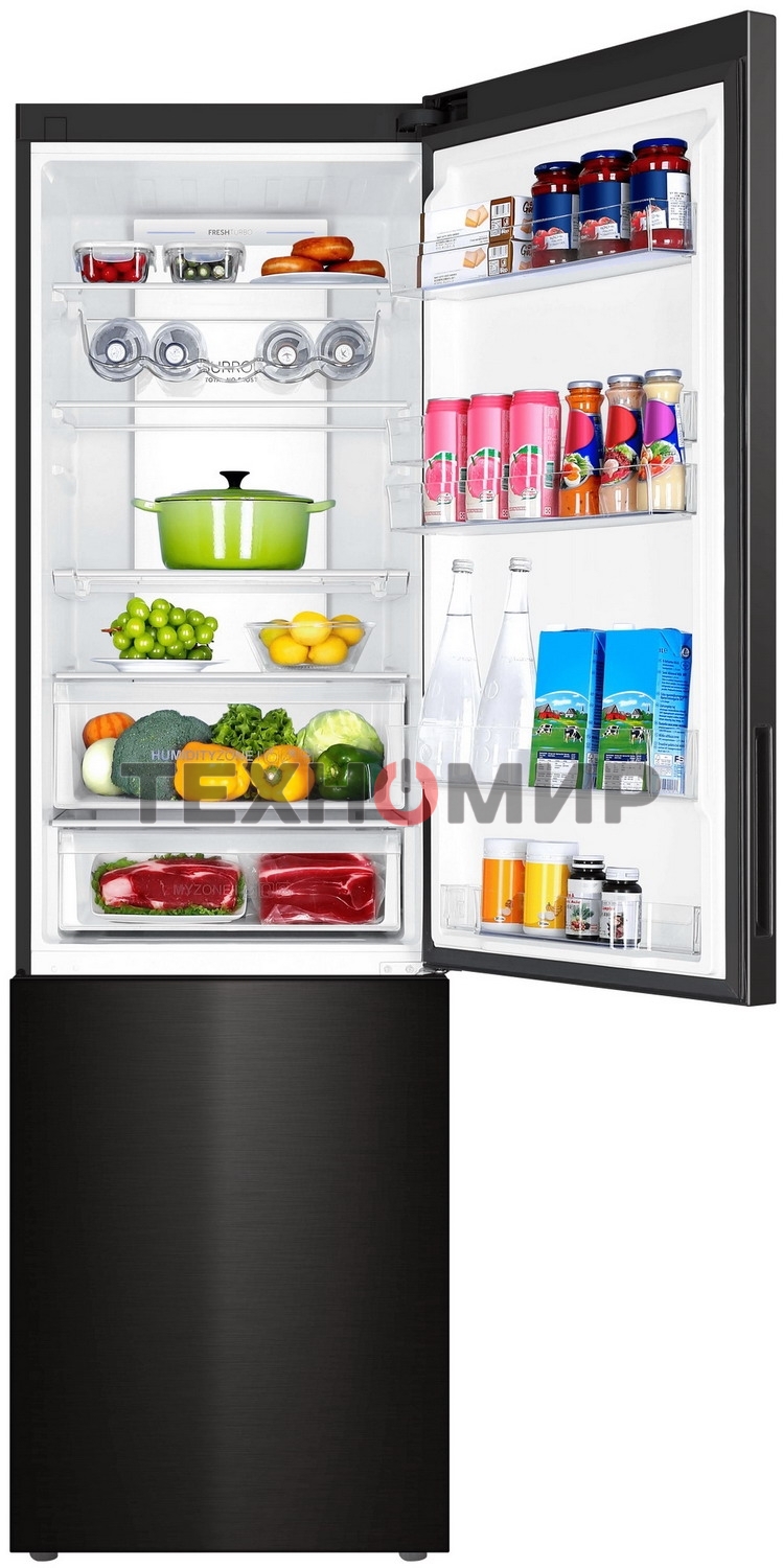 Холодильник Haier C4F740CBXGU1 черный двухкамерный 286/115л морозилка снизу, No Frost
