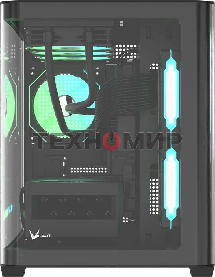 Компьютерный корпус AeroCool/Formula Crystal U2M Floe черный без БП mATX 1xUSB 3.0 1xUSB3.1 audio bott PSU