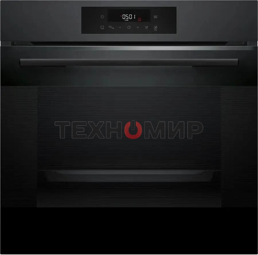 Духовой шкаф электрический Bosch HJG852YT0T Serie 6, 60 см, 66 л, черный матовый,сенсорное управление, 8 режимов+AutoPilot 30(30 автоматических программ), LCD-дисплей, галогенное освещение, самоочистка EcoClean,Soft Open and Soft Close door,телескопически
