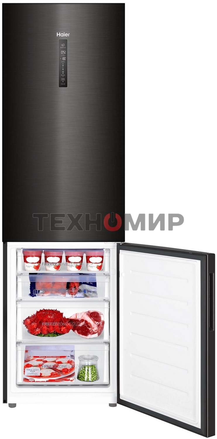 Холодильник Haier C4F740CBXGU1 черный двухкамерный 286/115л морозилка снизу, No Frost