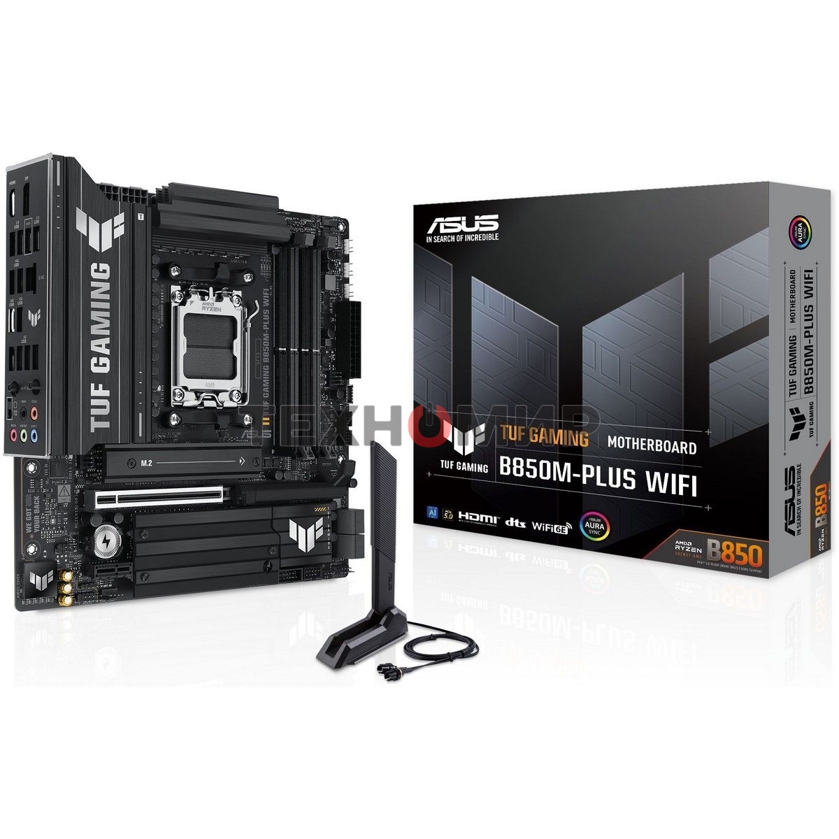 Материнская плата ASUS TUF GAMING B850M-PLUS WIFI, AM5, AMD B850, 4xDDR5, 4xSATA, 3xM.2, 1xPCIe 4.0 x16, 1xHDMI, 1xDP, 1x 2.5Gb LAN, 1xUSB-C 20Gbps, 3xUSB-A 10Gbps, 4xUSB-A 5Gbps, 4xUSB-A 2.0, 7.1, micro-ATX
