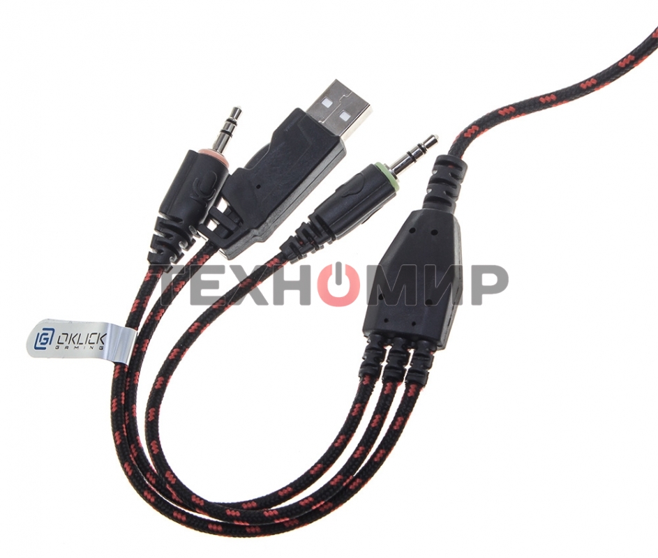 Наушники с микрофоном Oklick HS-L500G черный 2.2м мониторы оголовье