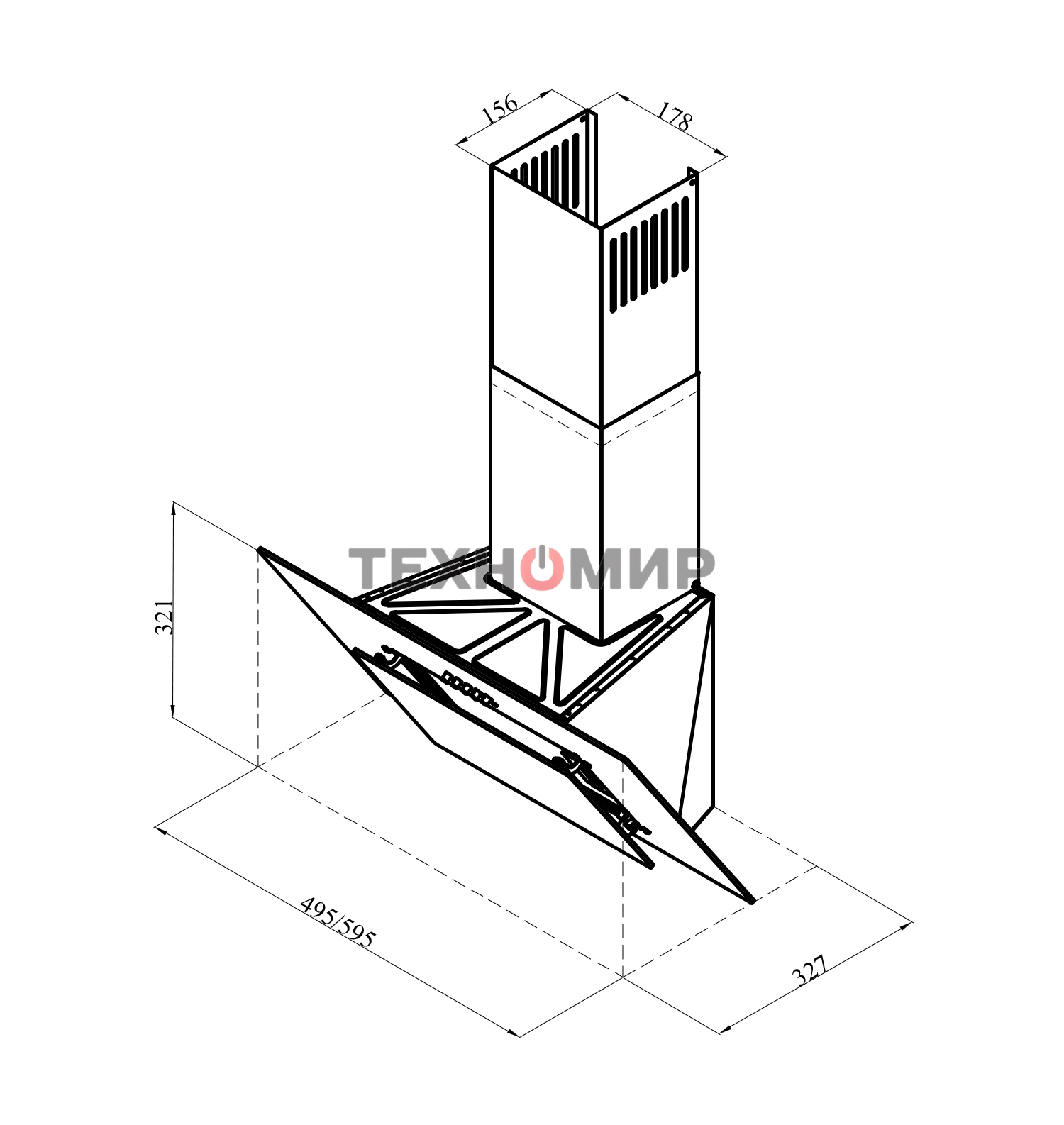 Вытяжка каминная LEX MIRA GS 600 белая, 59.5 см, 1000 куб. м/ч, 49 дБ