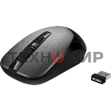 Мышь беспроводная SVEN RX-380W серый металлик, 1600 dpi, радиоканал, USB, кнопки - 4