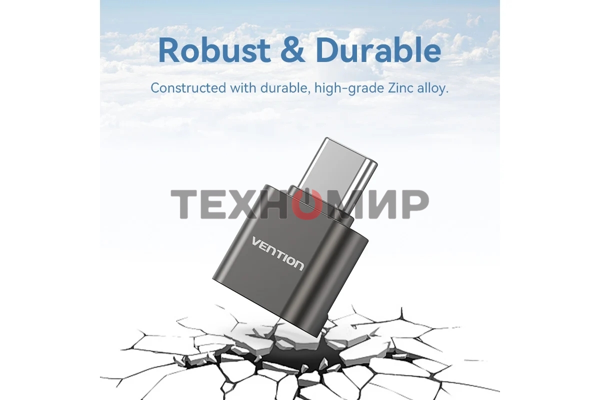 Кард-ридер Vention CLMH0/серый/OTG USB 2.0 CM/MicroSD/USB Type-C/металл