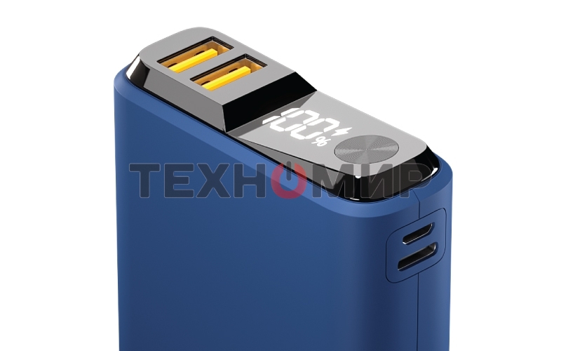 Портативный аккумулятор OLMIO QS-10, 10000mAh, 22.5W, QuickCharge3.0/PowerDelivery, LCD, темно-синий