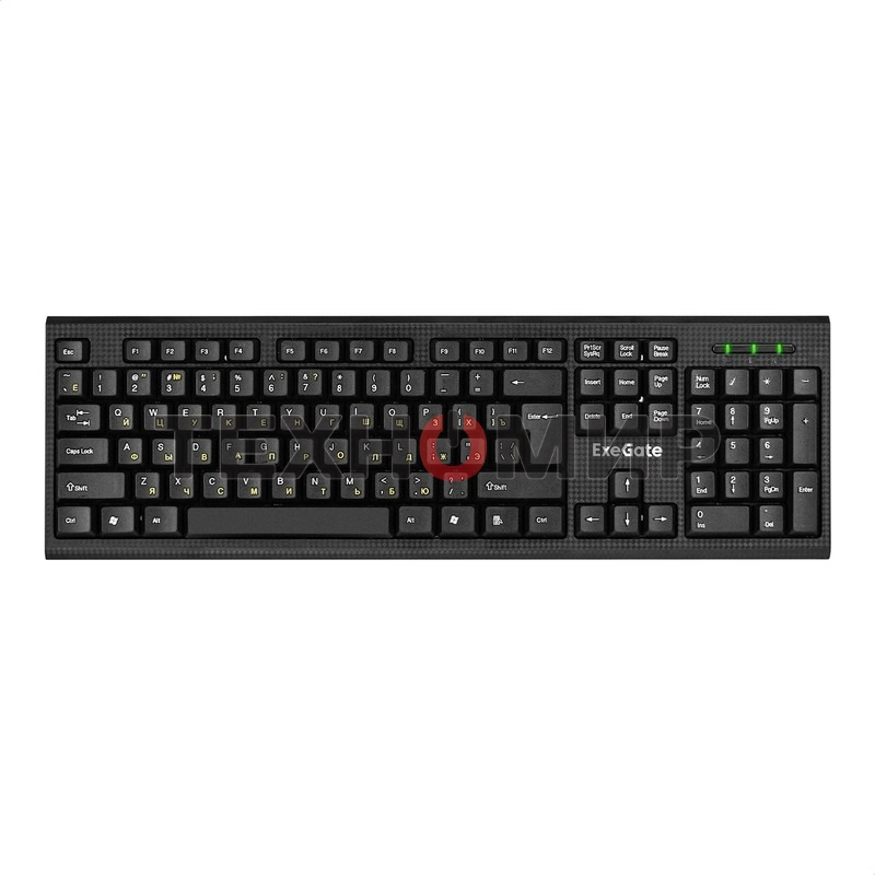 Комплект клавиатура + мышь ExeGate Professional Standard Combo MK170 (клавиатура влагозащищенная 104кл. + мышь оптическая 1200dpi, 3 кнопки и колесо прокрутки, длина кабелей 1,5м; USB, черный, RTL)