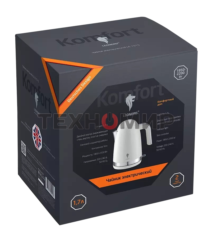 Чайник электрический LEONORD LE-1515 1,7 л кремовый (107161)