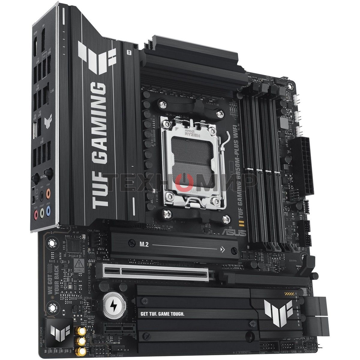 Материнская плата ASUS TUF GAMING B850M-PLUS WIFI, AM5, AMD B850, 4xDDR5, 4xSATA, 3xM.2, 1xPCIe 4.0 x16, 1xHDMI, 1xDP, 1x 2.5Gb LAN, 1xUSB-C 20Gbps, 3xUSB-A 10Gbps, 4xUSB-A 5Gbps, 4xUSB-A 2.0, 7.1, micro-ATX