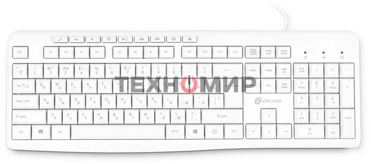 Клавиатура Oklick 305M проводная, USB Type-A, белый