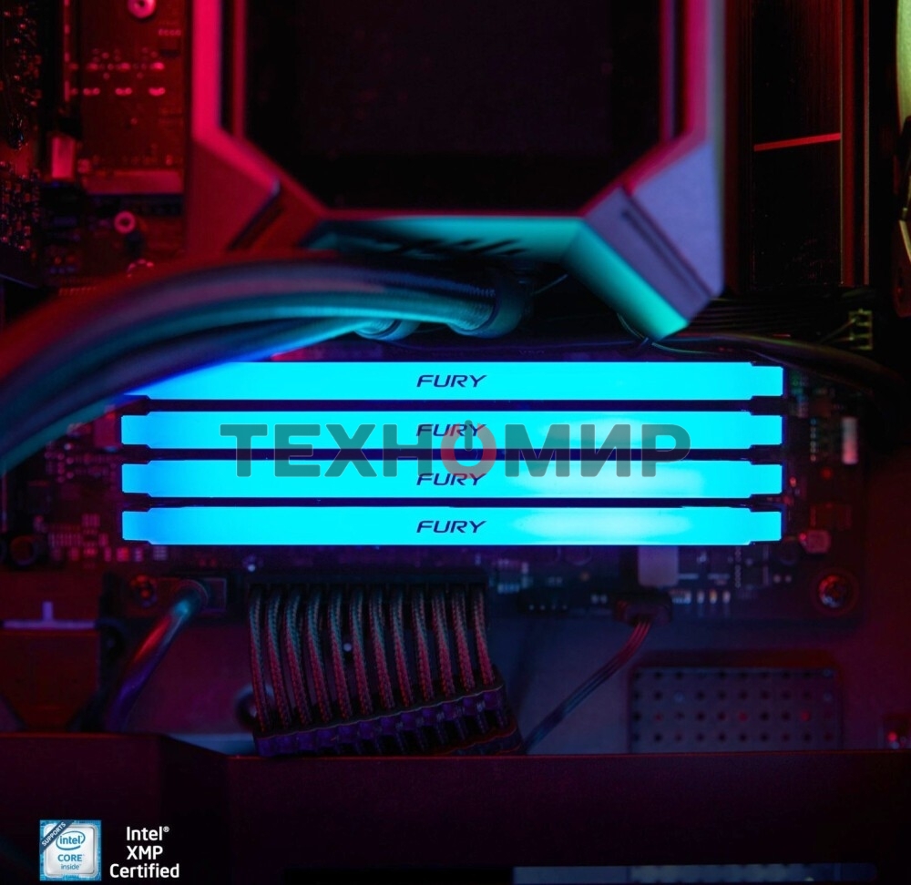 Оперативная память Kingston Fury Beast, DDR4, 16GB (2x8GB), 3600MHz, CL17, DIMM, с радиаторами, RGB, черный