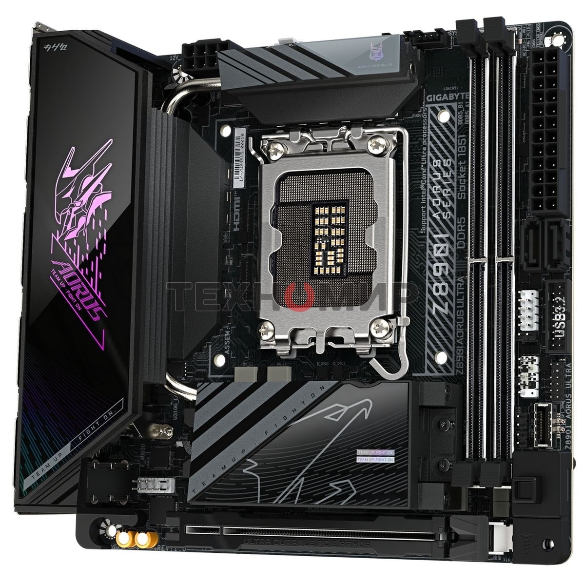Материнская плата Gigabyte Z890I AORUS ULTRA, LGA 1851, Intel Z890, 2xDDR5, 2xSATA, 2xM.2, 1xPCIe 5.0 x16, 1xDP, 1xHDMI, 1xUSB-C, 1x Thunderbolt 4, 1x 2.5Gb LAN, 2xUSB-A 3.2 Gen 1, 3xUSB-A 3.2 Gen 2, 2x3.5 мм, TOSLINK, 7.1, 1xUSB4, Mini-ITX