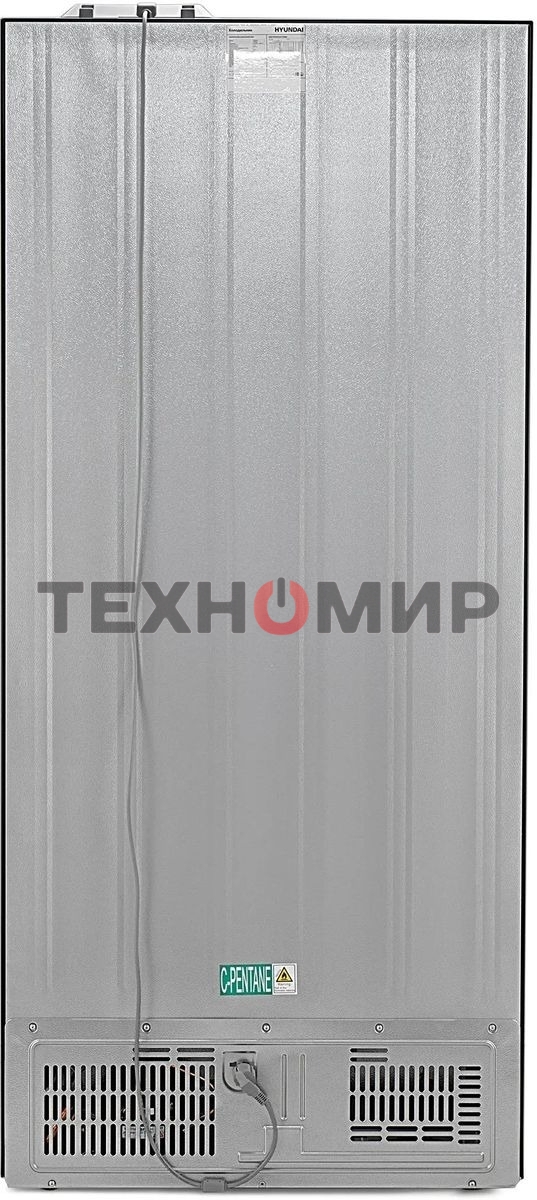 Холодильник Hyundai CM55043F черный стекло трехкамерный, 354/186, морозилка снизу, No Frost, Side by Side