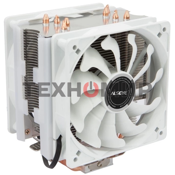 Кулер для процессора Alseye S120D-W белый, 120 мм, алюминий/медь, 1700 об/мин, 38.8 дБ, 4 pin, 135 Вт, 153 мм