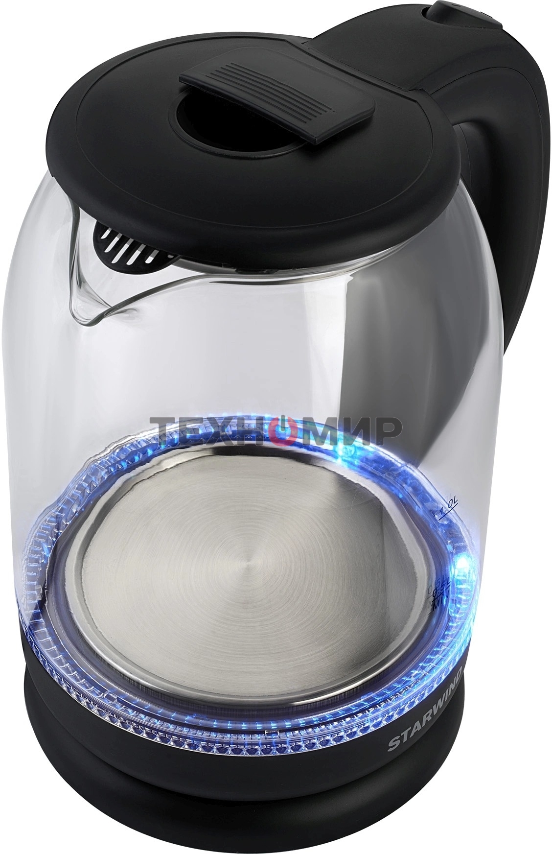 Чайник электрический Starwind SKG1779 1.8 л, 1700 Вт, прозрачный/черный корпус: стекло