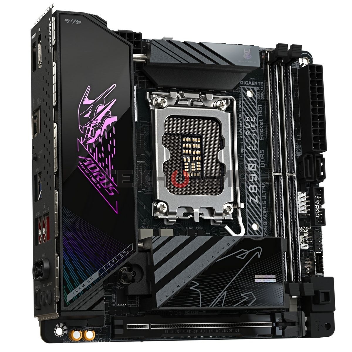 Материнская плата Gigabyte Z890I AORUS ULTRA, LGA 1851, Intel Z890, 2xDDR5, 2xSATA, 2xM.2, 1xPCIe 5.0 x16, 1xDP, 1xHDMI, 1xUSB-C, 1x Thunderbolt 4, 1x 2.5Gb LAN, 2xUSB-A 3.2 Gen 1, 3xUSB-A 3.2 Gen 2, 2x3.5 мм, TOSLINK, 7.1, 1xUSB4, Mini-ITX