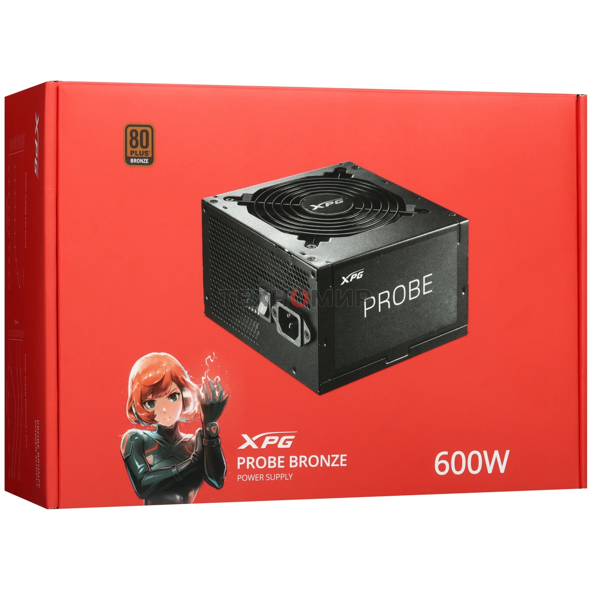 Блок питания ADATA XPG PROBE600B-BKCEU, 600Вт, 80 PLUS Bronze, 120мм, черный