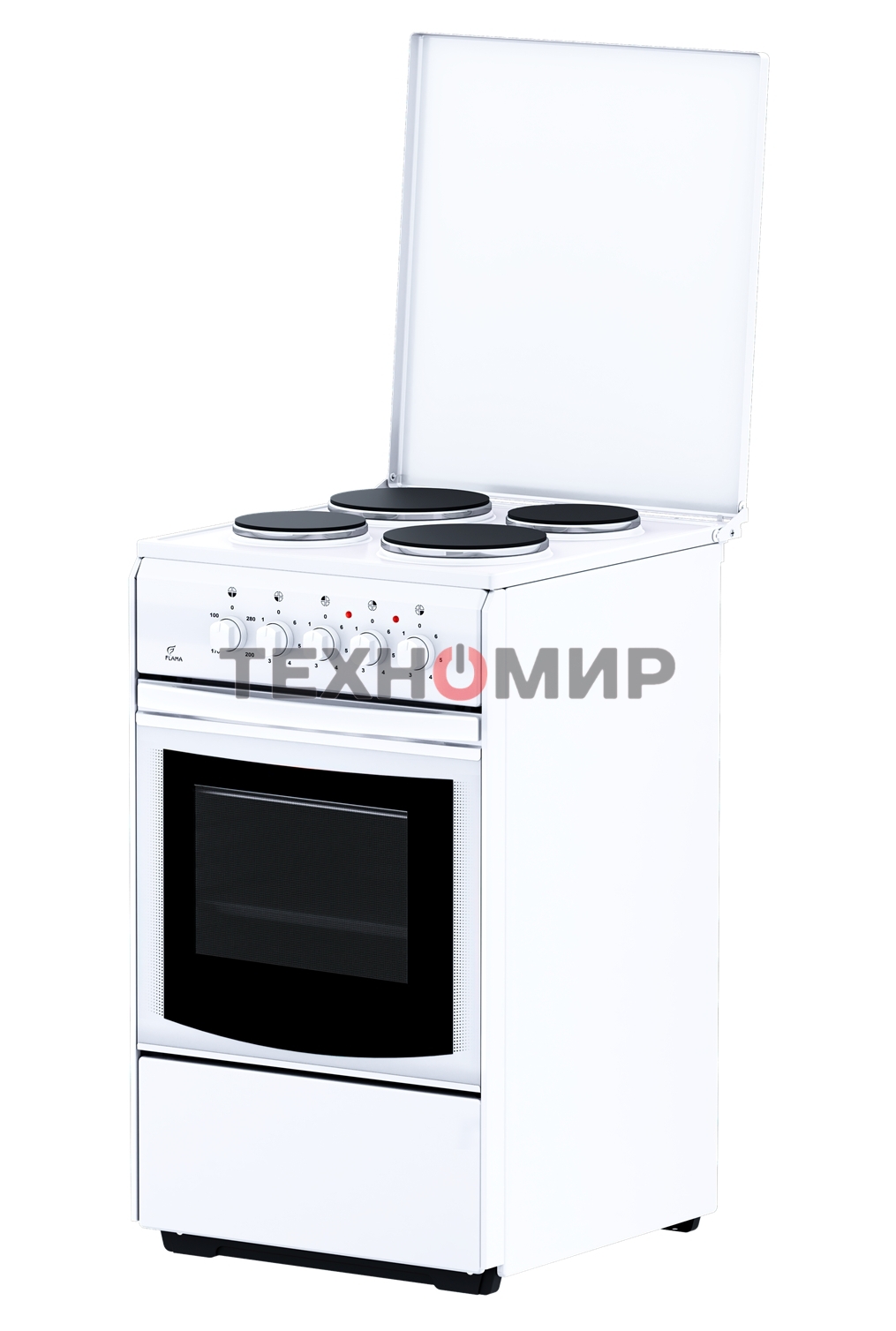 Плита электрическая Flama AE 1409 W белый, конфорок 4 электрических, духовка 50 л, 50 см x 85 см x 60 см