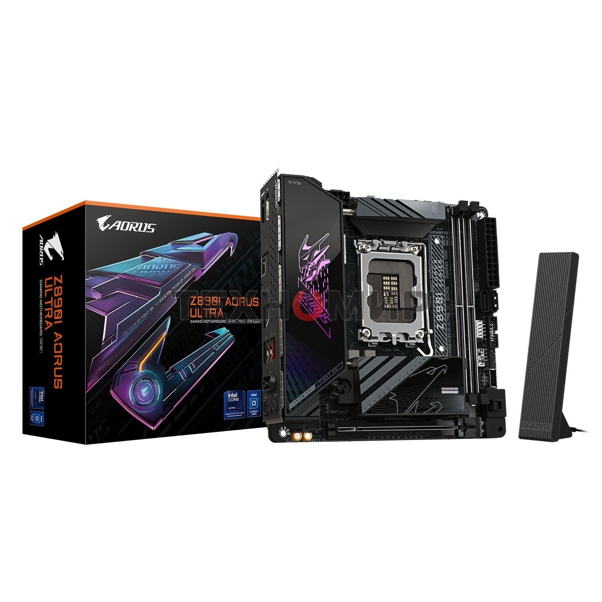 Материнская плата Gigabyte Z890I AORUS ULTRA, LGA 1851, Intel Z890, 2xDDR5, 2xSATA, 2xM.2, 1xPCIe 5.0 x16, 1xDP, 1xHDMI, 1xUSB-C, 1x Thunderbolt 4, 1x 2.5Gb LAN, 2xUSB-A 3.2 Gen 1, 3xUSB-A 3.2 Gen 2, 2x3.5 мм, TOSLINK, 7.1, 1xUSB4, Mini-ITX