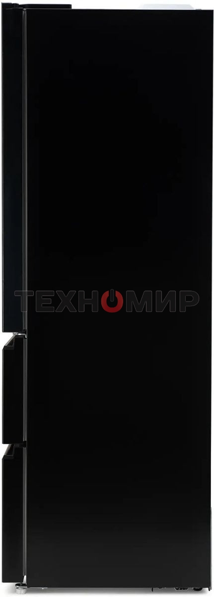 Холодильник Hyundai CM55043F черный стекло трехкамерный, 354/186, морозилка снизу, No Frost, Side by Side