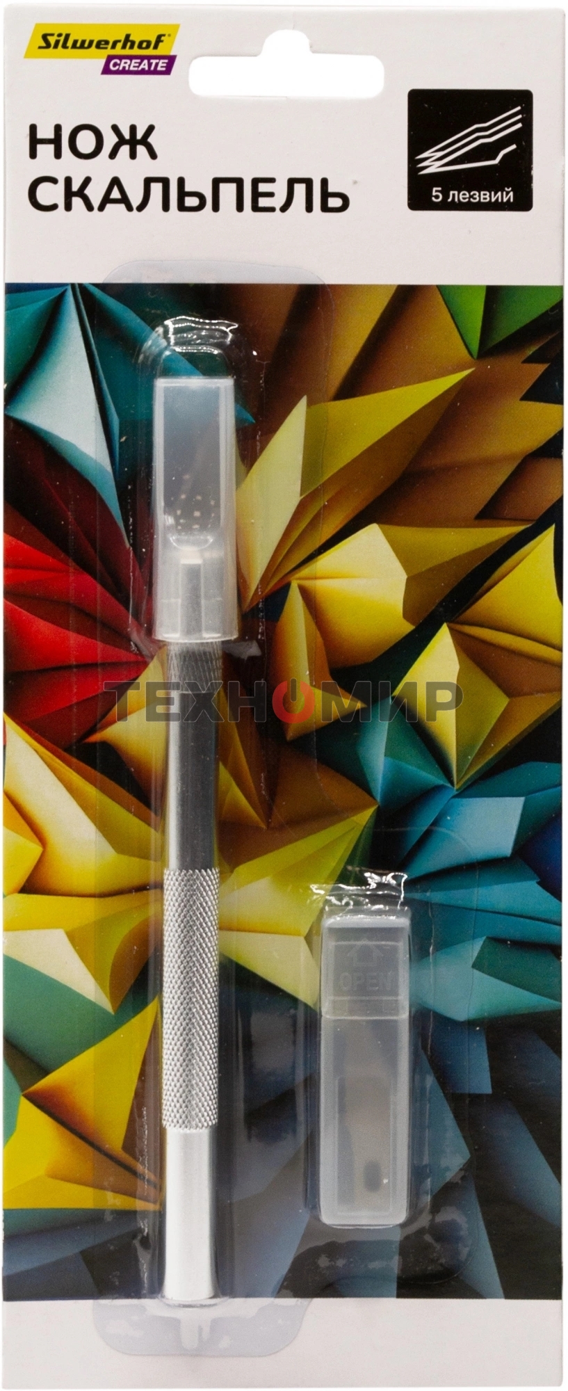 Резак-скальпель Silwerhof Create 5 сменных лезвий металл