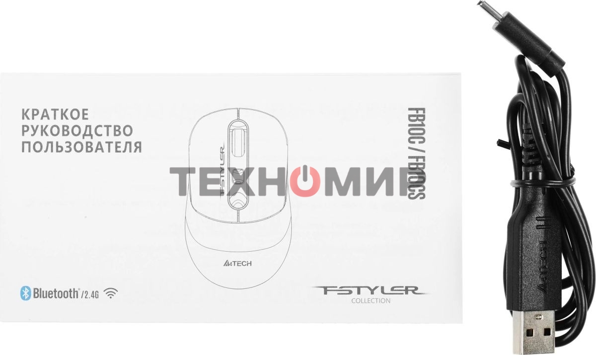 Мышь беспроводная A4Tech Fstyler FB10C черный, 2000 dpi, радиоканал, Bluetooth, USB, кнопки - 4