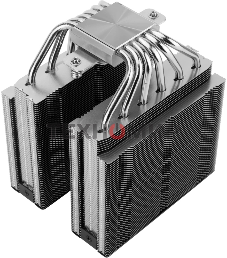 Кулер для процессора Thermalright Royal Pretor 130 (4-pin PWM, 158мм, Ni/Cu, 6x6мм, 1x120+1x130мм, 80.45CFM/81.88CFM, 29.4dBA/28.3dBA, 2150PM/1750RPM, S: 1200, 1700, 1851, 2011, 2066, 115X, AM4, AM5, silver, black)