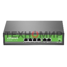 Коммутатор Digma DSP204F-2F-T80 DSP204F-2F-T80 V1 (L2) 6x100 Мбит/с 4PoE 4PoE+ 80W неуправляемый