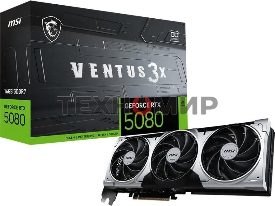 Видеокарта MSI RTX 5080 VENTUS 3X OC PLUS 16Gb GDDR7 256bit 3xDP HDMI 3FAN RTL