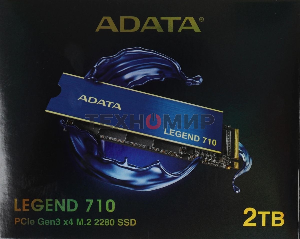 Накопитель SSD ADATA LEGEND 710, 2Tb, PCIe 3.0 x4, M.2 2280, NVMe, R/W 2400/1800, с радиатором