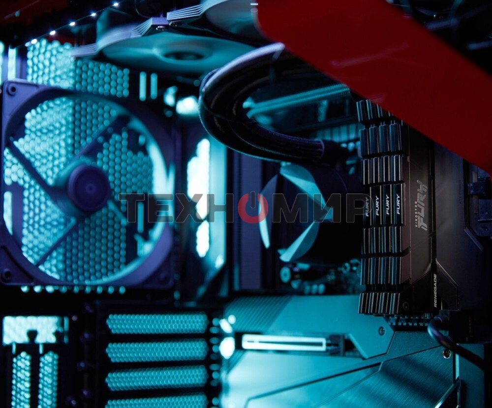 Оперативная память Kingston Fury Renegade, DDR4, 16GB (2x8GB), 3200MHz, CL16, DIMM, с радиатором, серый/черный