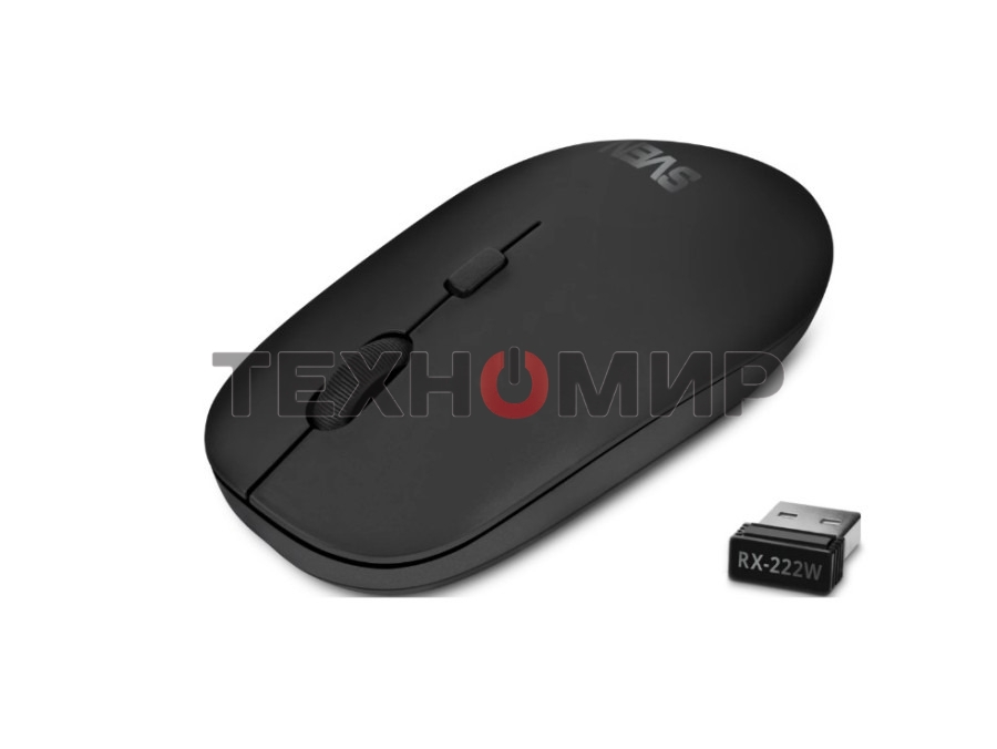 Мышь беспроводная SVEN RX-222W черный, 1800 dpi, радиоканал, Bluetooth, USB, кнопки - 4