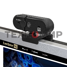 Веб-камера ExeGate Stream HD-4000 3840x2160, 30 кадр/с, USB Type-A, микрофон (2 шт, шумоподавление), шторка приватности, автоматическая фокусировка, универсальное крепление, штатив в комплекте