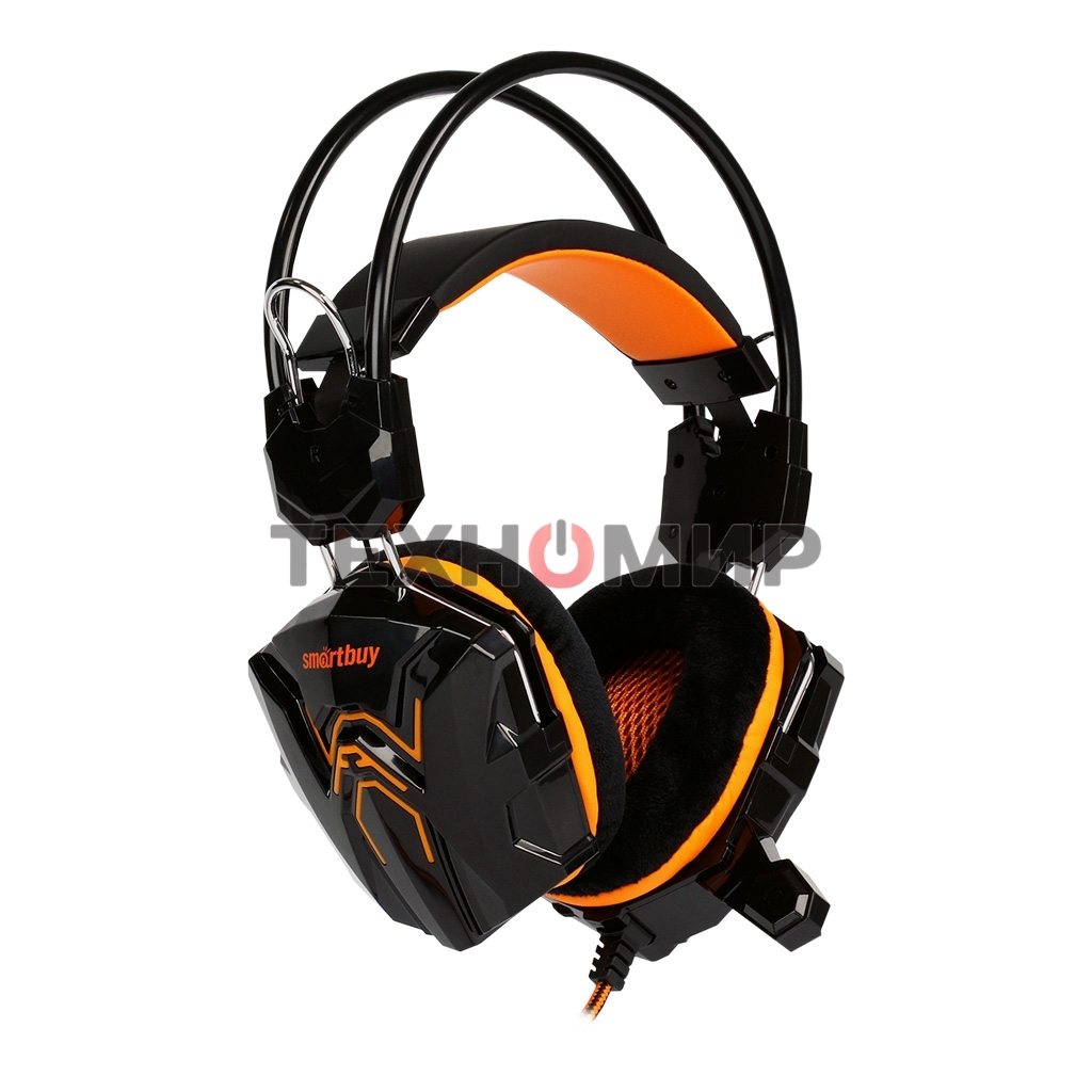 Гарнитура проводная игровая RUSH COBRA, динамики 40мм, велюровые амбушюры, черный/оранжевый (SBHG-1100)