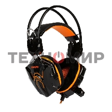 Гарнитура проводная игровая RUSH COBRA, динамики 40мм, велюровые амбушюры, черный/оранжевый (SBHG-1100)